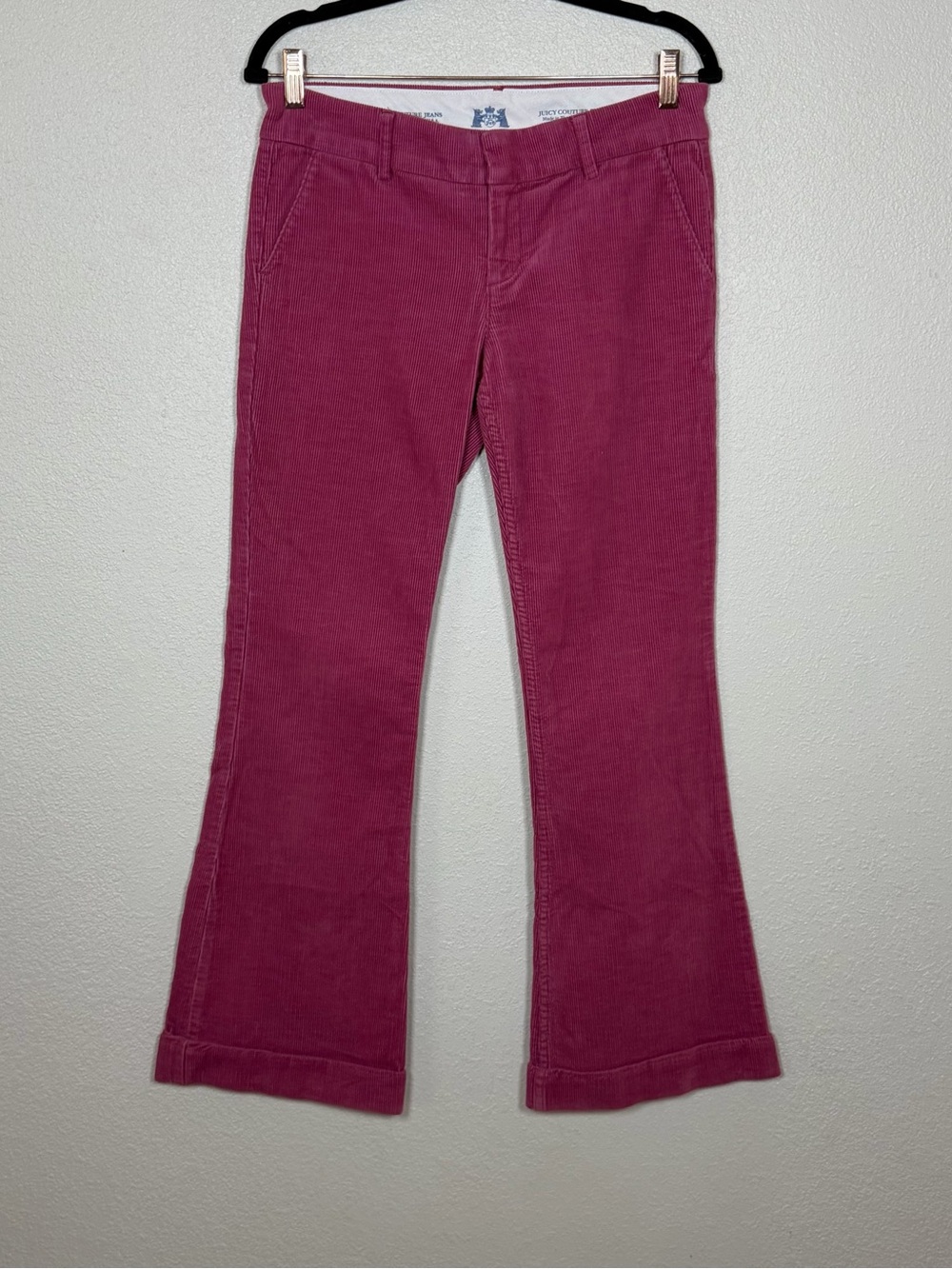 Vintage Y2K Juicy Couture Corduroy Raspberry Pink Flared Pants 27 Barbie McBling